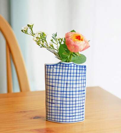 真窯手繪四角線條雙面花瓶 東京食器 真窯手繪四角線條雙面花瓶 東京食器