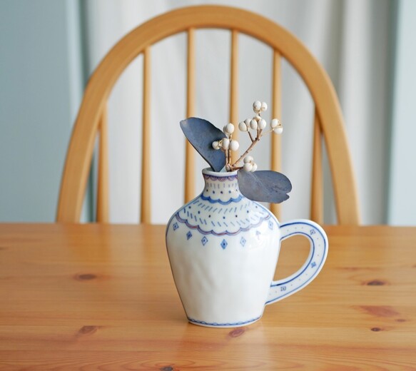 真窯手繪北歐風雙面把手花瓶 東京食器