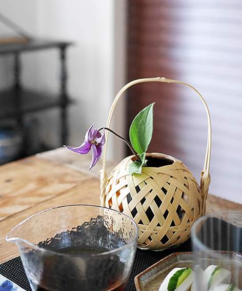 竹編一輪插花瓶 白 東京食器 竹編一輪插花瓶 白 東京食器