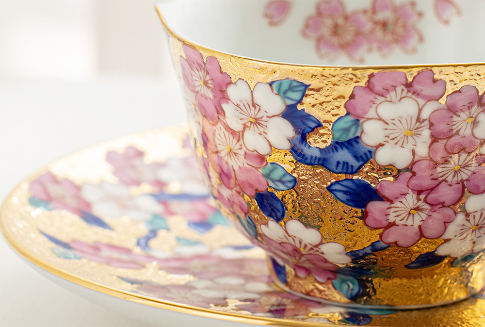 金彩櫻繪咖啡杯盤組/江口天童作品/金龍窯/木盒裝- 東京食器 金彩櫻繪咖啡杯盤組/江口天童作品/金龍窯/木盒裝- 東京食器