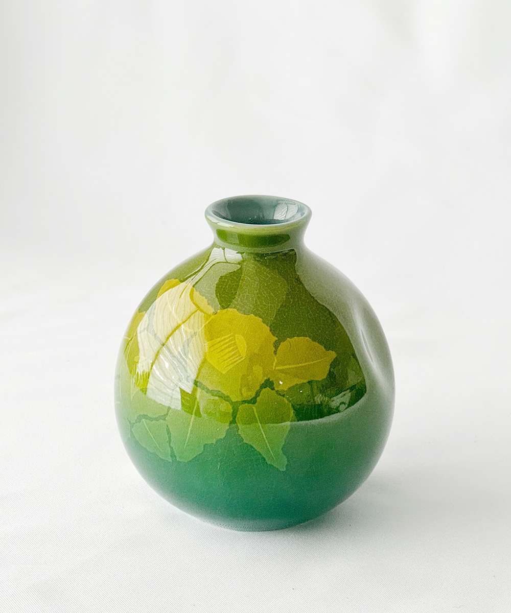 中国美術 九谷焼雙獅耳青花山水 花瓶 花器 壺希少品