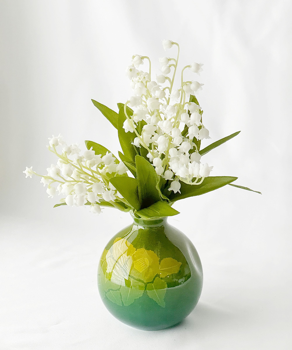 九谷燒九谷洋山造本金彩青粒花紋花瓶 花瓶 花入 壺時代物