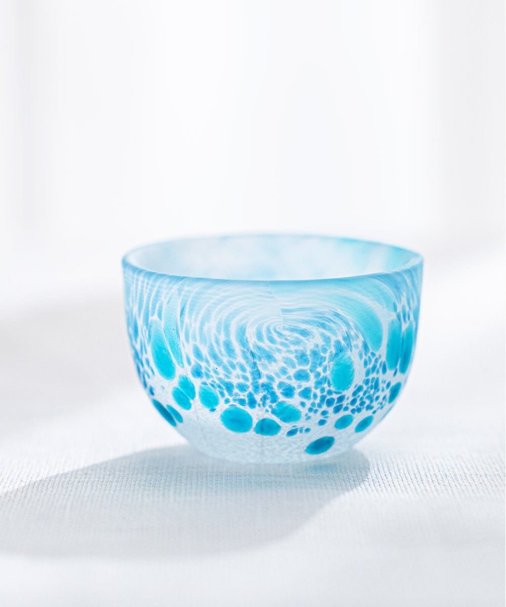 凌玻璃清酒杯藍/水崎硝子- 東京食器