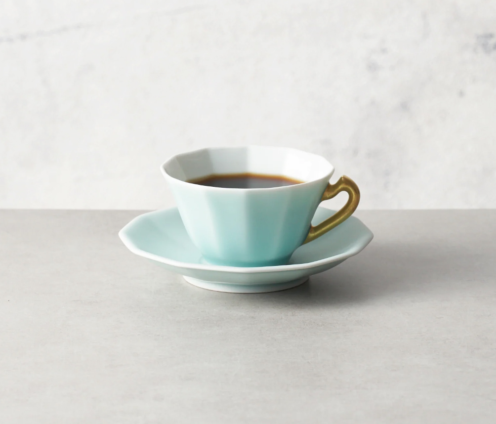 青磁盃台　2個　MA310 Moist青瓷系列金彩十二角Espresso咖啡杯盤組(大) /畑萬陶苑- 東京食器
